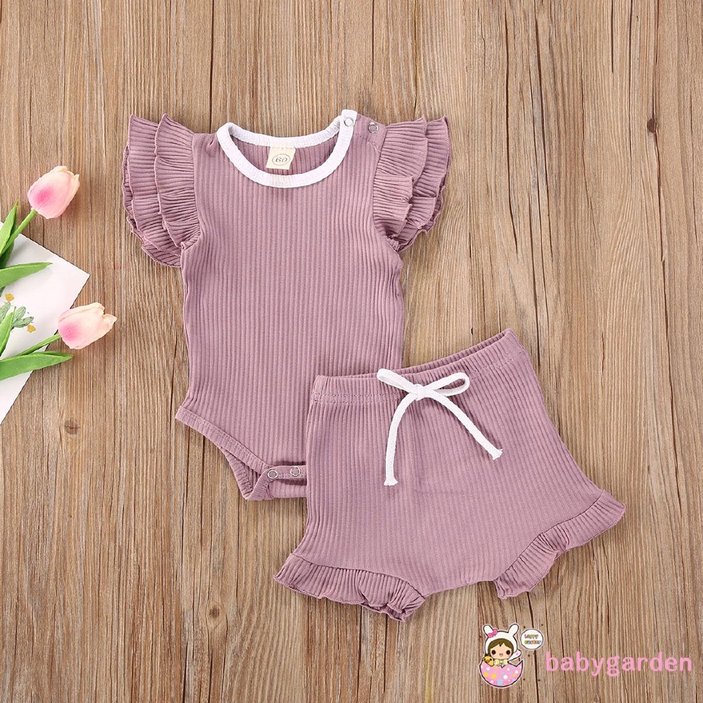 Áo Liền Quần + Quần Short Cho Bé Gái Từ 0-18 Tháng Tuổi