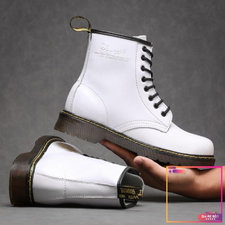 Giày bốt kiểu cao bồi Dr. Martens1460 màu trắng thời trang phong cách retro dành cho nam và nữ  -V1