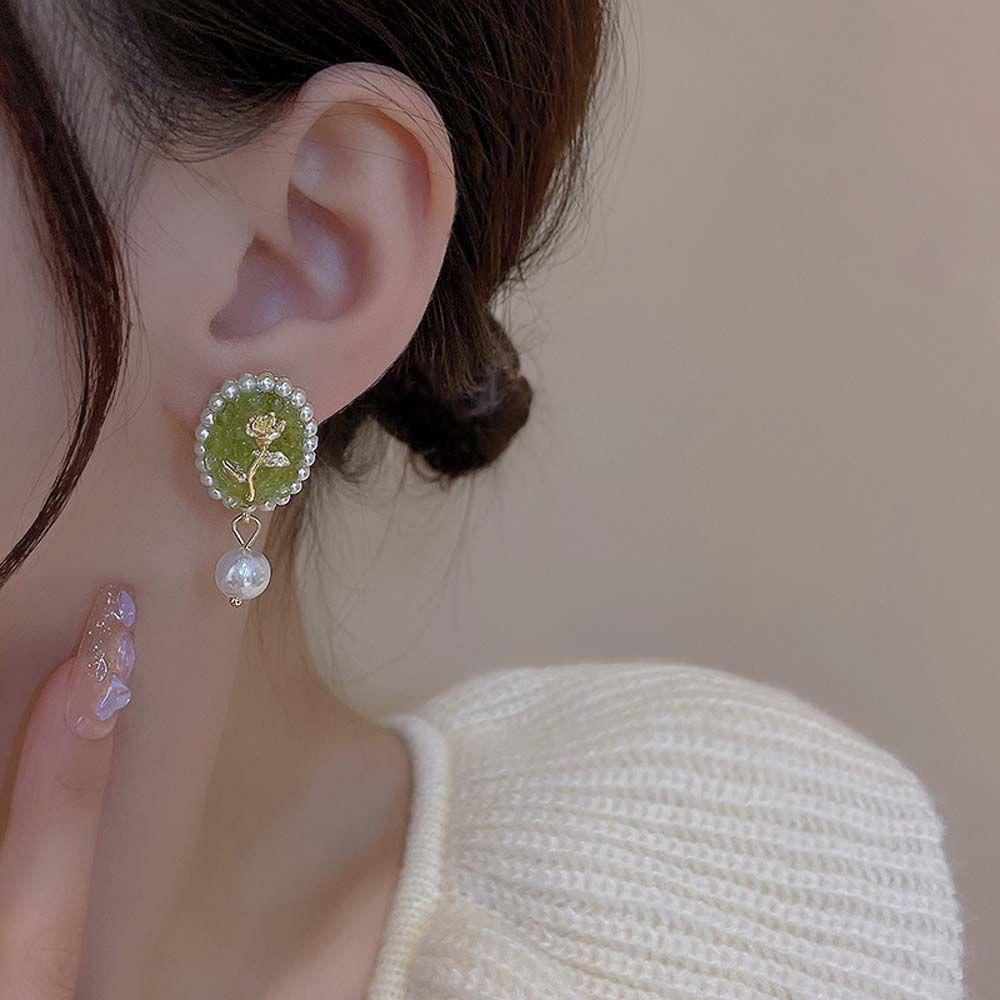 JARRED Đôi Khuyên Tai Hình Hoa Hồng Phong Cách Vintage Thời Trang Cho Nữ