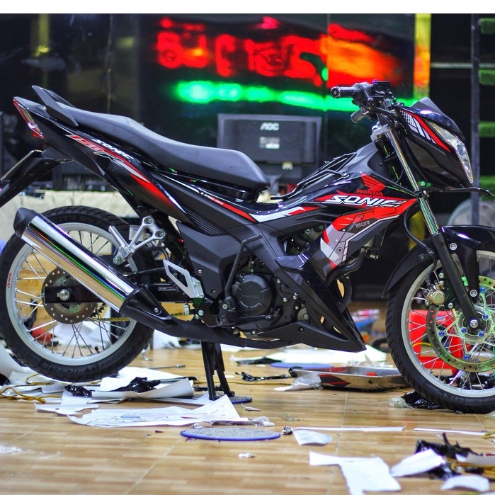 Tem Rời Honda Sonic Dán Xe Đen Phối Tem Đỏ