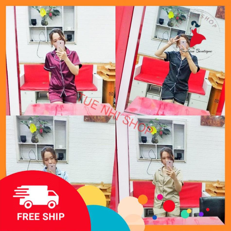 PIJAMA lụa nữ mặc nhà cộc tay cổ vest nhiều màu form chuẩn mặc rất thoải mái PJA01 | BigBuy360 - bigbuy360.vn