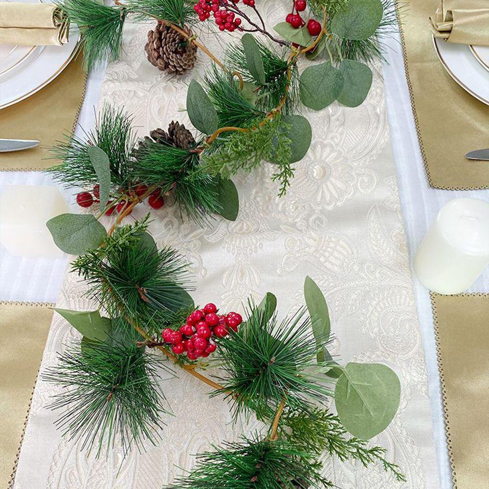 Dây Lá Bạch Đàn Nhân Tạo Màu Đỏ Dùng Trang Trí Phông Nền Lễ Tạ Ơn / Tiệc Cưới / Giáng Sinh