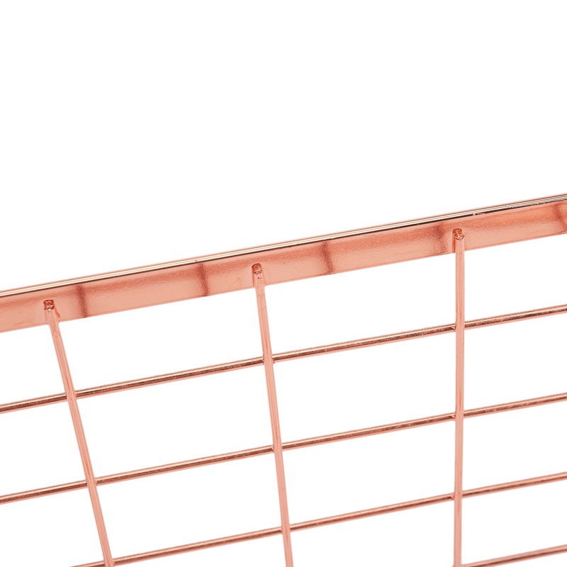 Metal Storage Basket Chic Nordic Handmade Iron Net Table Shees Basket Bath Clothes Cosmetics Storage Basket-Rose Gold