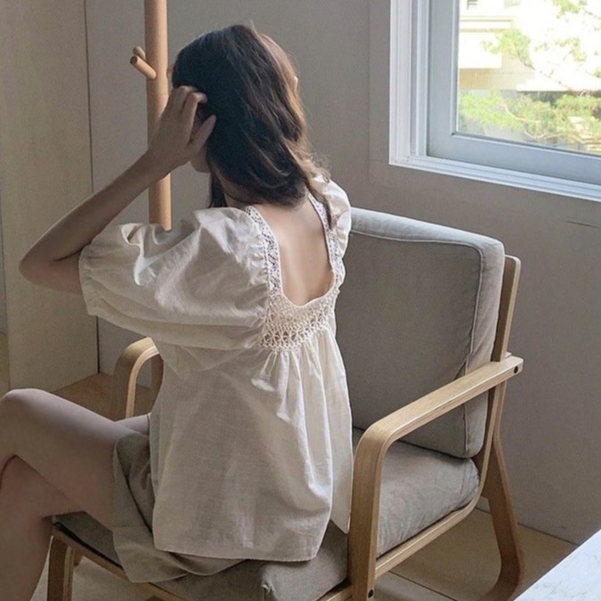 Set Babydoll Đũi Ren Hoa Cổ Vuông Bộ Nữ Quân Sooc Cao Cấp Full Size S M L 1St_Clothing | BigBuy360 - bigbuy360.vn