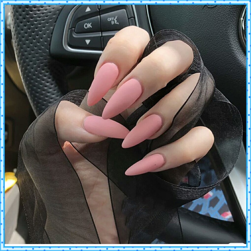 Móng tay giả màu trơn nhám có hộp 24 cái tặng kèm full phụ kiện dũa, keo, giấy lau, cây đẩy