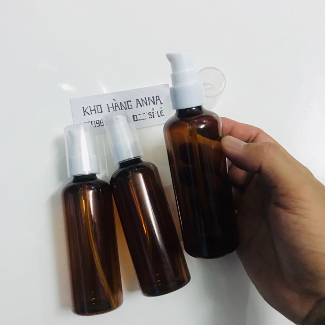 100 chai xịt nhỏ giọt màu Nâu/ xanh lá/ trong suốt- combo 100 chai pet nhựa màu nâu 100ml- chai chiết mỹ phẩm xịt giọt