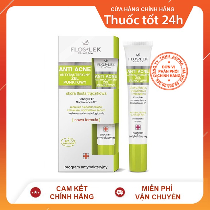 Floslek Anti Acne Antibacterial Intense Gel - Gel hỗ trợ trị mụn