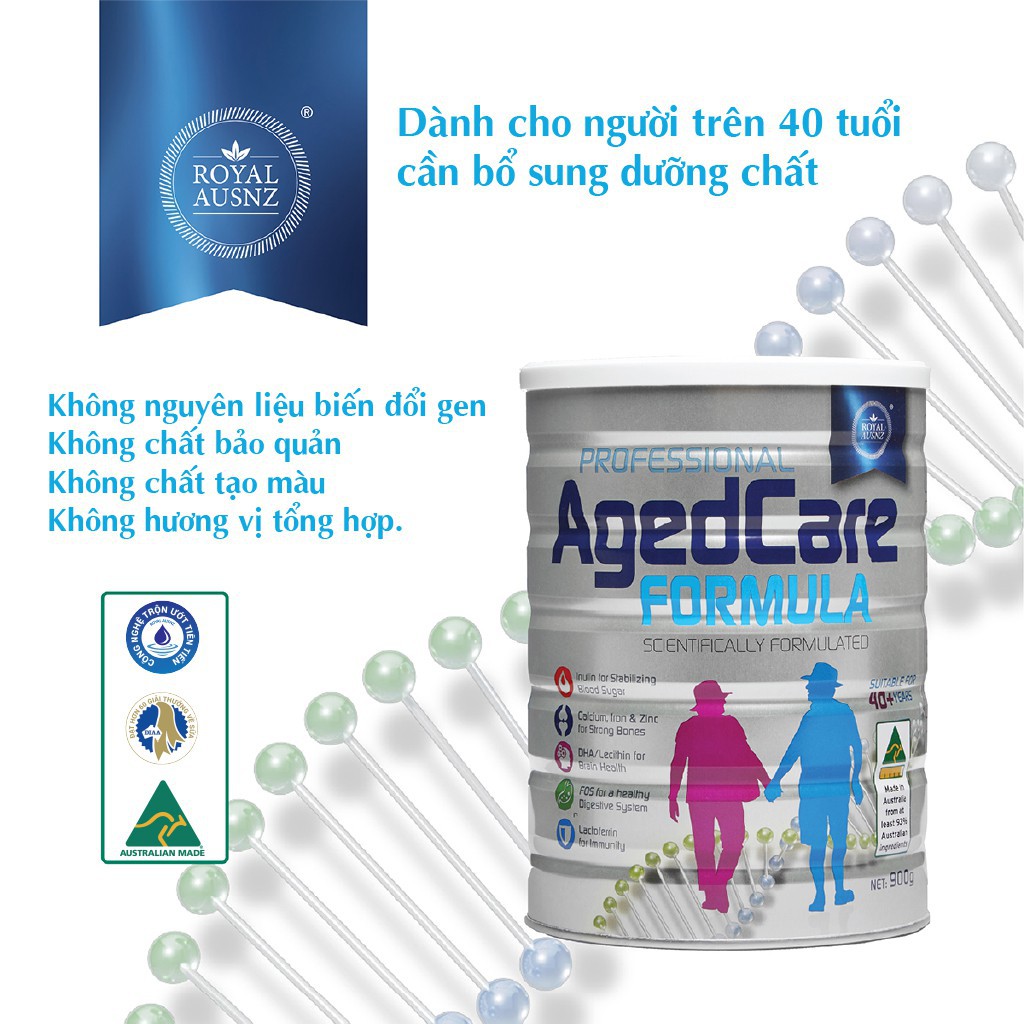 Combo 2 Hộp Sữa Bột Hoàng Gia Úc ROYAL AUSNZ Aged Care Formula Bổ Sung Dinh Dưỡng Cho Người Trên 40 Tuổi 900g