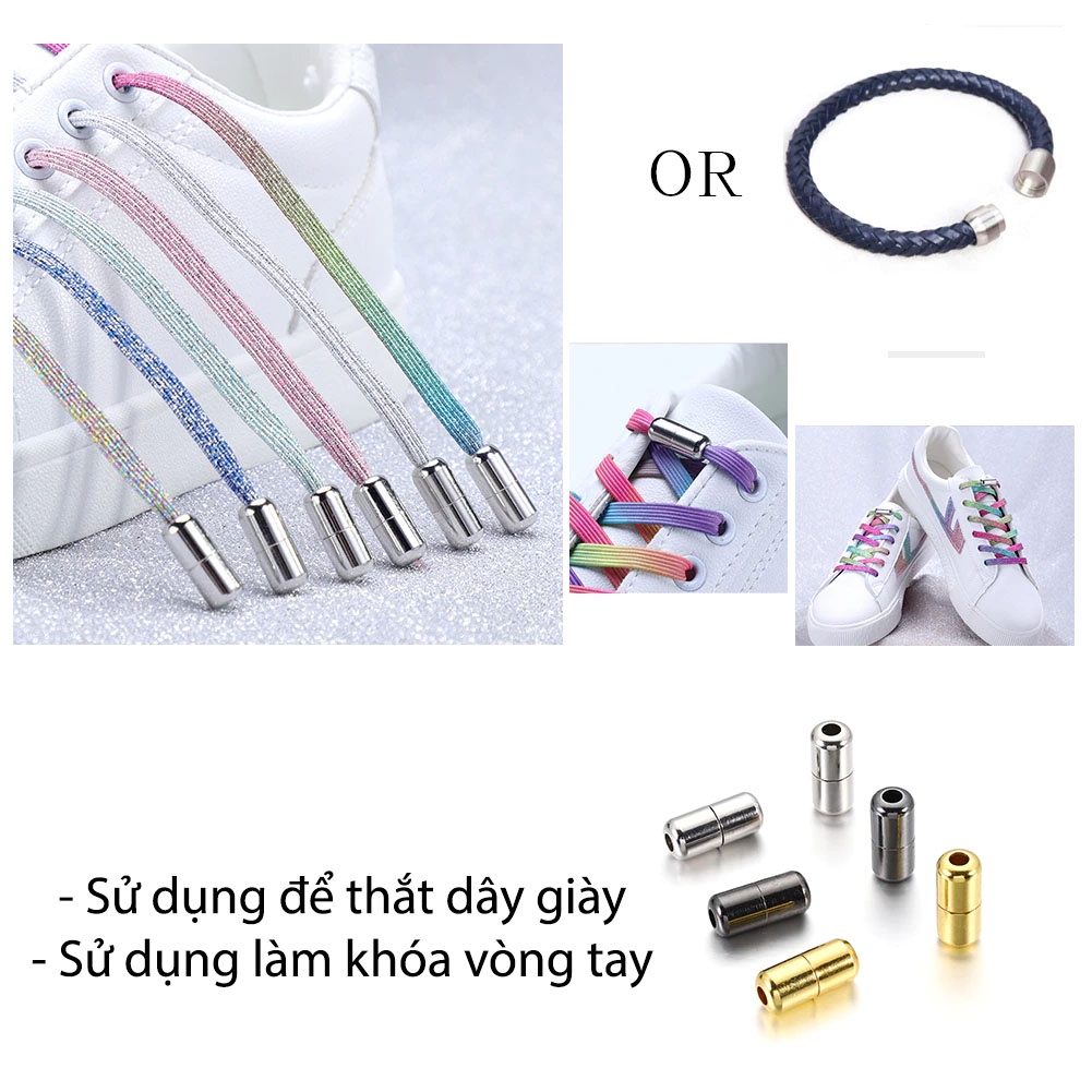 Set 2 nút khóa dây giày, vòng tay bằng kim loại không cần buộc - phụ kiện giày thông minh