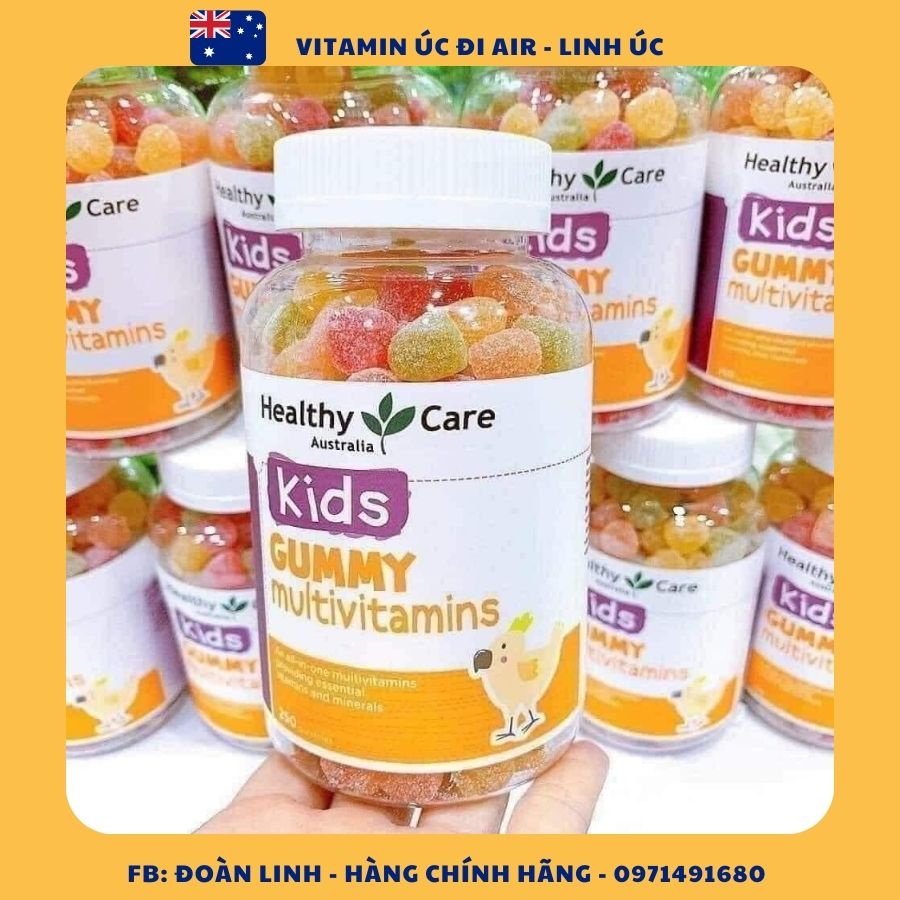 Kẹo Dẻo Kids Gummy Multivitamin - Kids Gummy Omega 3 200v Healthy Care Úc, Hàng úc đi air, Kẹo Dẻo Cung Cấp Vitamins Bé