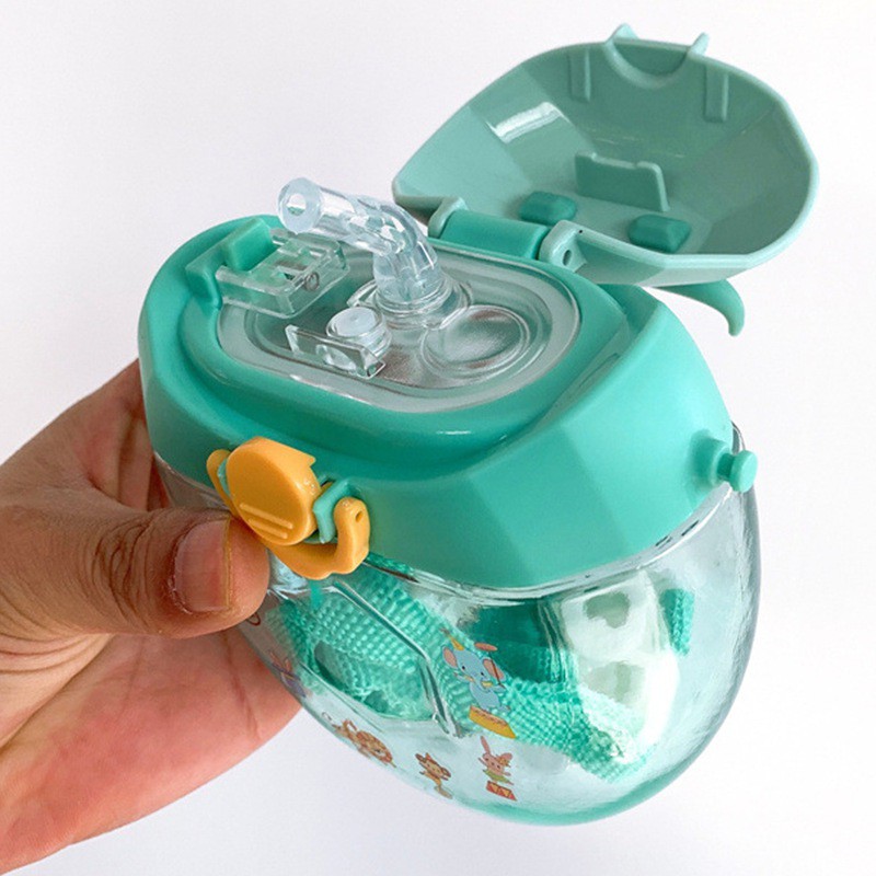Bình Nước Bằng Nhựa Hình Bánh Donut Có Ống Hút Dễ Thương Tiện Dụng Cho Bé Mẫu Giáo 400ml