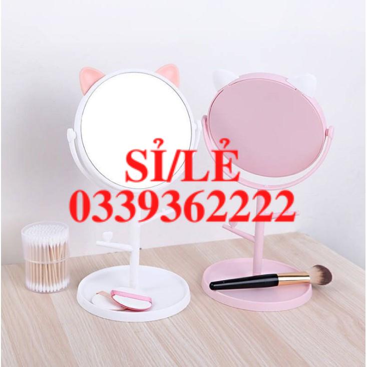 [ HAIANHSHOP ] Gương Trang Điểm Để Bàn Tai Mèo Dễ Thương - Gương Neko Để Bàn Xoay 360 phong cách Hàn Quốc Duashop &gt;