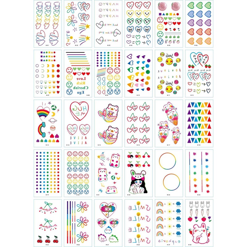 Set 30 Tấm Hình Xăm Dán Dễ Thương