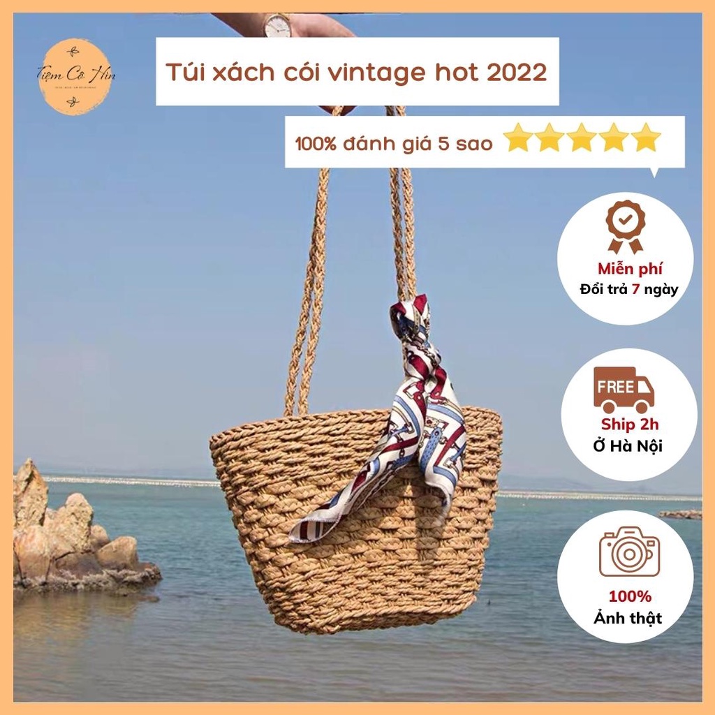 Túi cói túi xách nữ vintage Tiệm Cô hìn thích hợp đi chơi đi biển đi du lịch ship 1h không lo hư hỏng lỗi 1 đổi 1