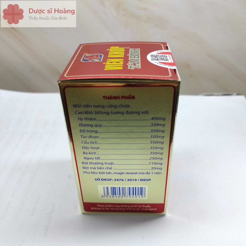 Viên Khớp Tâm Bình - Hỗ Trợ Giảm Các Triệu Chứng Của Thoái Hóa Khớp, Viêm Khớp