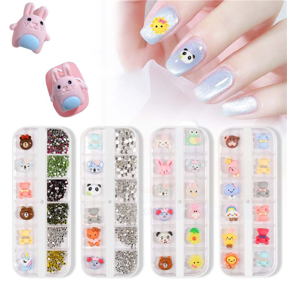 [Hàng mới về] Phụ kiện dán trang trí móng tay nghệ thuật 3D thủ công kiểu dáng hoạt hình dễ thương đa dạng tùy chọn