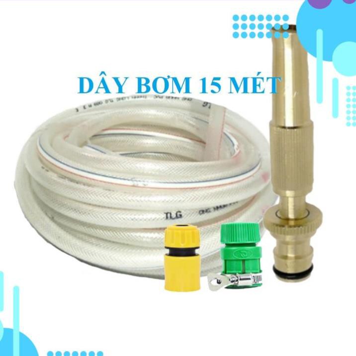 Bộ dây vòi xịt ❤️bơm nước phun sương❤️ ✔, tăng áp 3 lần, loại 15m 206587 cút sập, nối PE