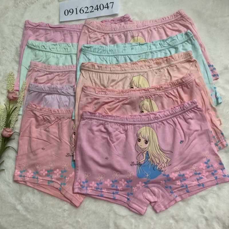 Set 10 Quần đùi bé gái cotton, quần chíp trẻ em chất mền mát