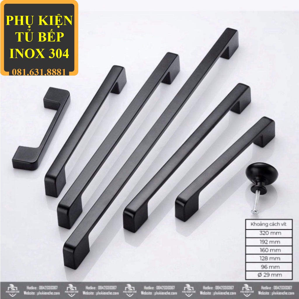 Tay nắm tủ bếp tủ áo hiện đại hợp kim nhôm đen mờ dạng chữ U dẹt bản cực nét