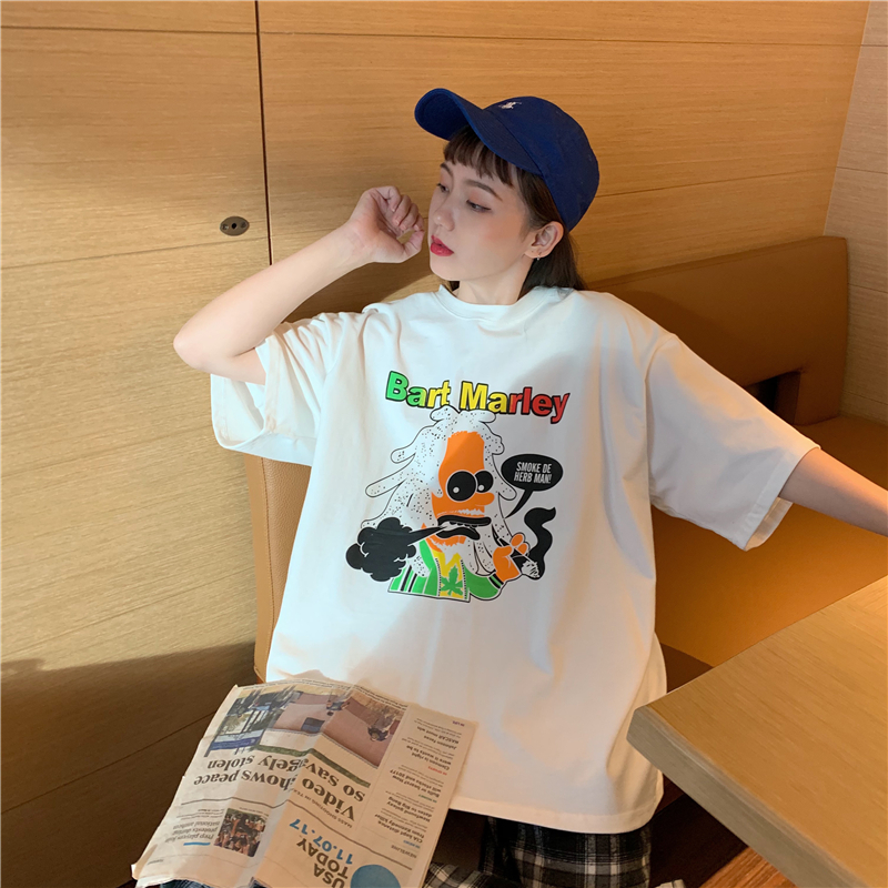 NRVP Áo thun dáng rộng tay ngắn thời trang năm 2021 cho nữ