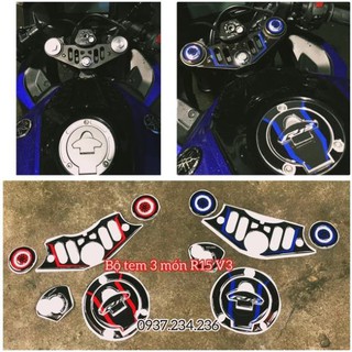 Bộ tem dán R15 v3 - tem chảng ba / tem ổ khóa r15 / tem nắp bình xăng r15
