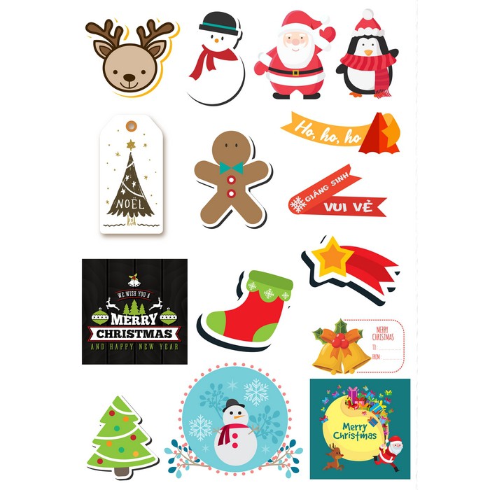 Sticker noel/ hình dán noel combo 30 sticker