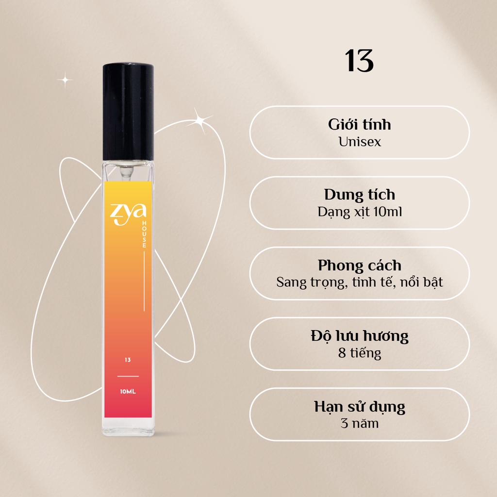 Nước Hoa Unisex Zya Ano.ther 13 Hương Thơm Từ Gỗ, Hoa, Xạ Hương Thơm Lâu Trên 6 Tiếng - Dung Tích 10ml Dạng Xịt