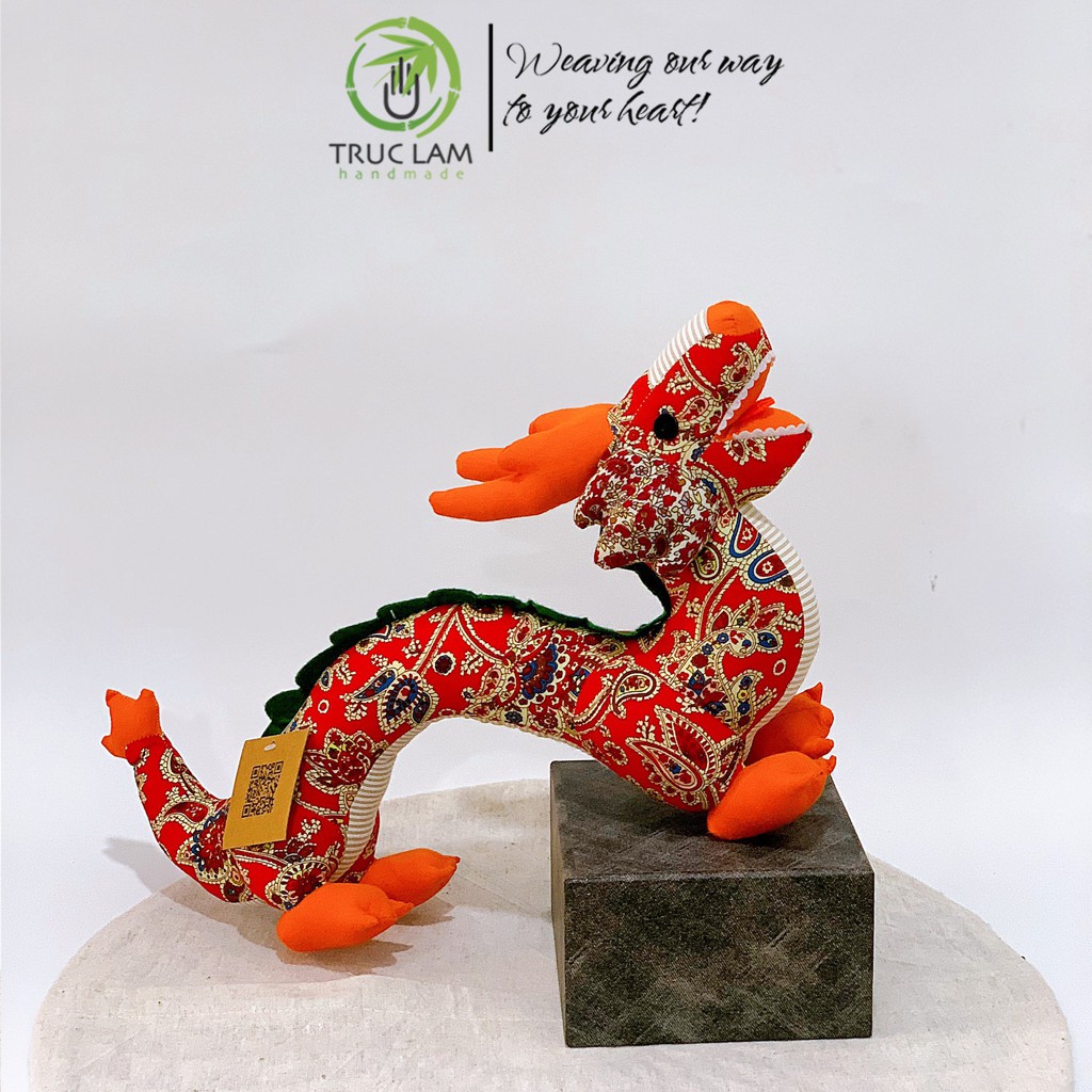 Đồ Chơi Cho Bé Thú Nhồi Bông Hình Con Rồng Mặt Cười Vải Hoa Bông Gòn Cao Cấp - Trúc Lâm Handmade