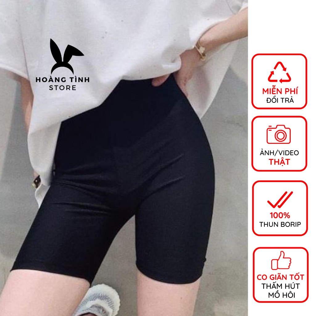 Quần legging nữ lửng ngố đùi nâng mông Hoàng Tình Store thun borip co giãn Freesize