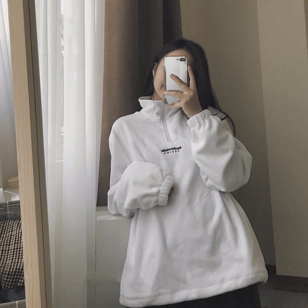 Áo Sweater Khóa Kéo Cổ Áo Sweater Chất Nỉ Bông Mềm Mịn Giữ Nhiệt Thêu Chữ TharSheveristhis [Video +Ảnh Thật]