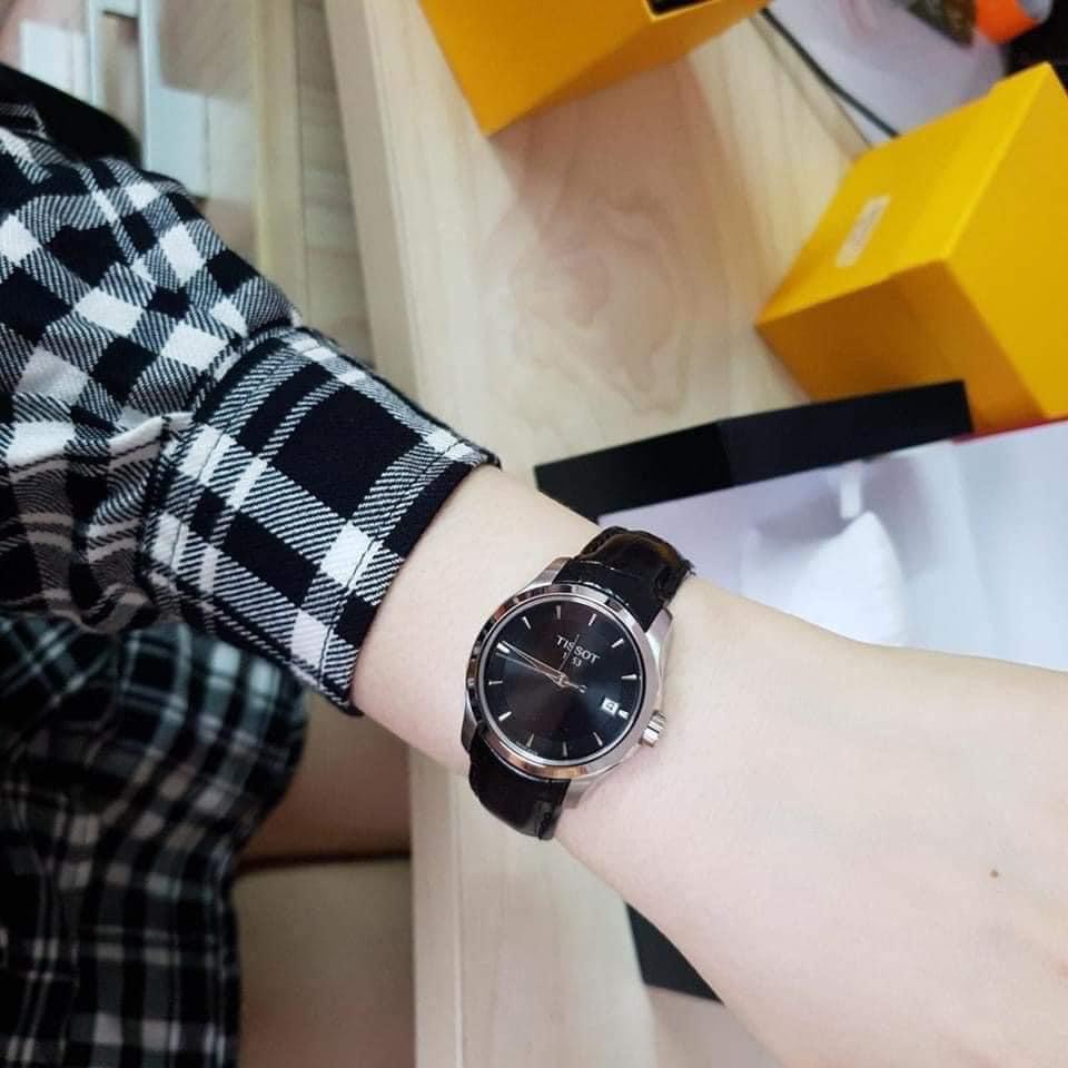 Đồng hồ nữ chính hãng Tissot Couturier Quartz Black Dial T035.210.16.051.01  - Máy Pin - Kính Sapphire