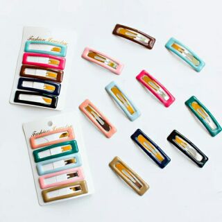 Kẹp tóc mái - ghim tóc chữ nhật màu macaron