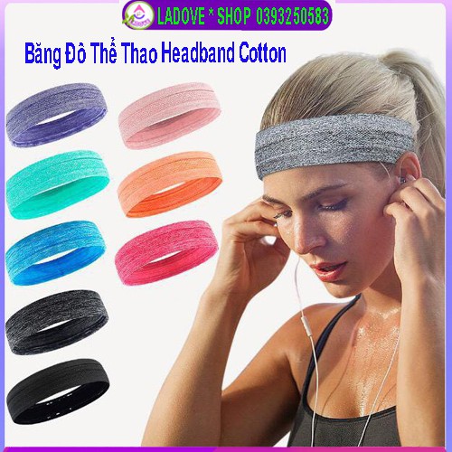 Băng Đô Thể Thao Headband Cotton Đeo Trán Thấm Chặn Mồ Hôi Chống Trượt