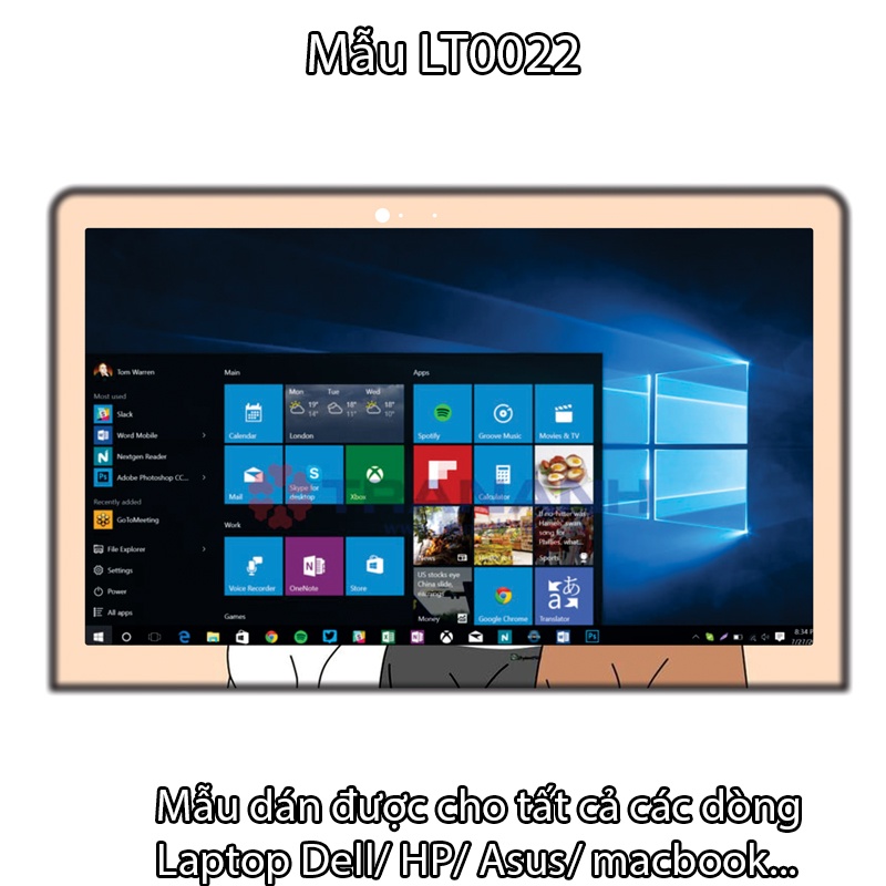 Miếng Dán Laptop - Mẫu LT022 hình gấu cute - Dán cho Dell, Hp, Asus, Lenovo, Acer, MSI, Surface,Vaio, Macbook