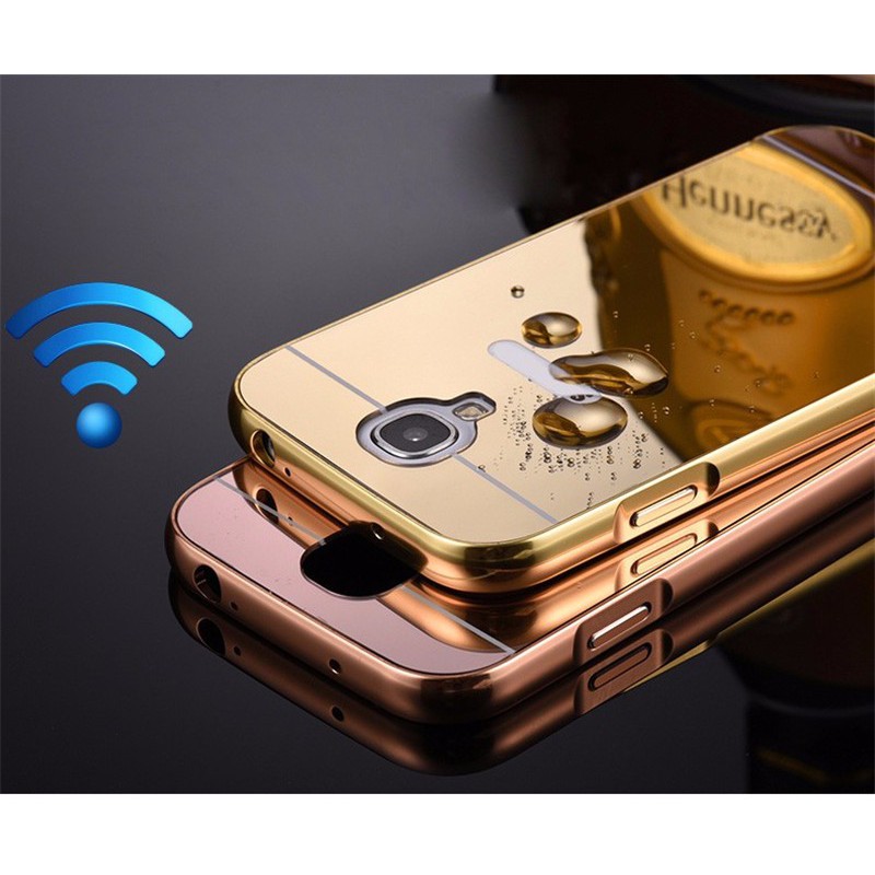 Ốp lưng Samsung Galaxy S4 bo tròn tráng gương viền kim loại