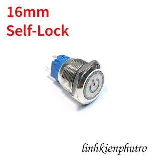 Nút Nhấn Nguồn Tự Giữ 16mm 5 Chân Có đèn 12V