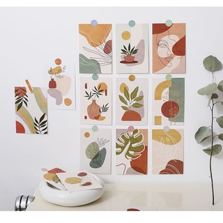 Set 15 tranh ảnh trừu tượng, postcard dán tường trang trí