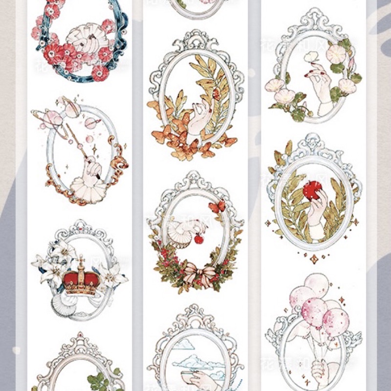 Băng dính washi tape hoạ tiết khung hoa cổ điển
