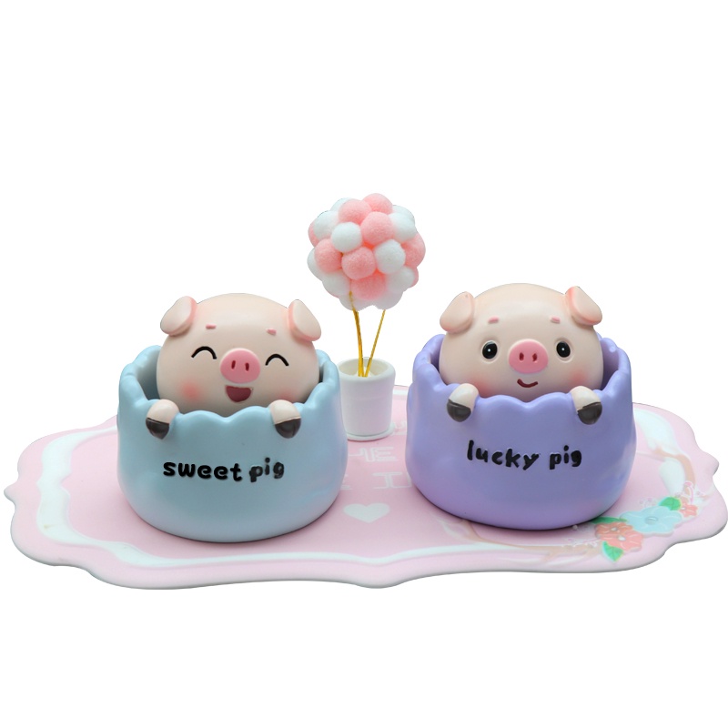 [Head Shaking!]Hoạt Hình Chú Heo Lắc Đầu Trang Trí Bảng Điều Khiển Xe Hơi