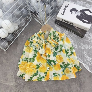 Áo lụa nhún bèo tiểu thư cho bé