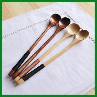 [FreeShip] Thìa gỗ cán dài kiểu Nhật Bản dùng để ăn cơm, miệng nhỏ, khuấy hoặc nấu ăn rất tiện