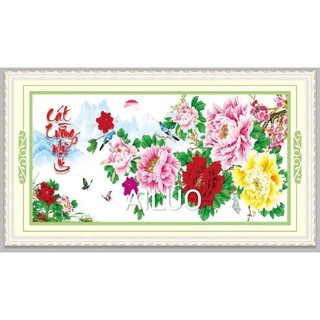 TRANH ĐÍNH ĐÁ hoa mẫu đơn Cát Tường Như Ý 88739 |90x50cm| -Chưa đính