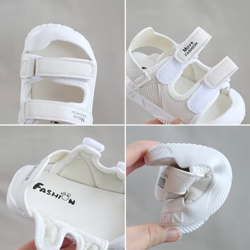 Sandal chống vấp cho bé trai, bé gái - dép quai hậu có quai ngang dán, kiểu dáng thể thao(hồng,trắng,đen)(sz15-sz25)2106
