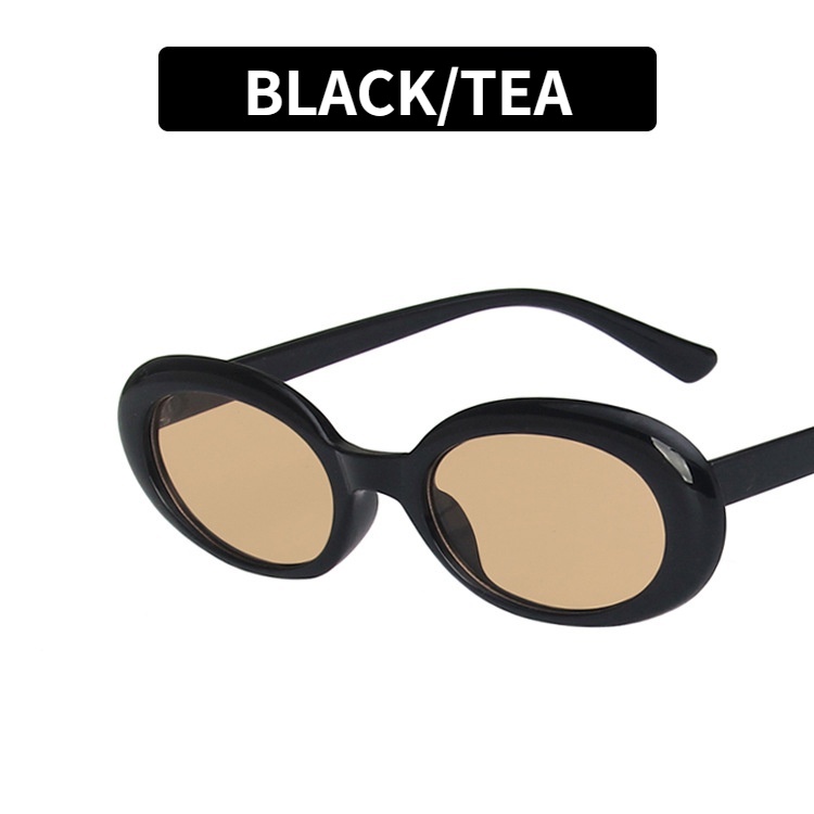 Kính mát kim loại chống nắng hình oval phong cách retro Hàn Quốc dành cho nữ