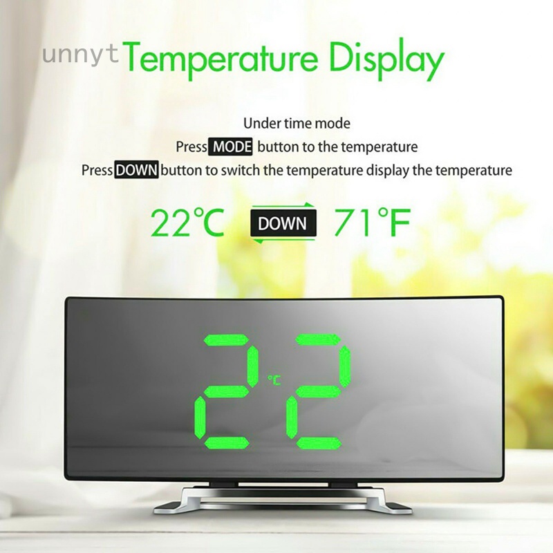 Đồng hồ báo thức điện tử mặt cong tích hợp đèn led tiện dụng