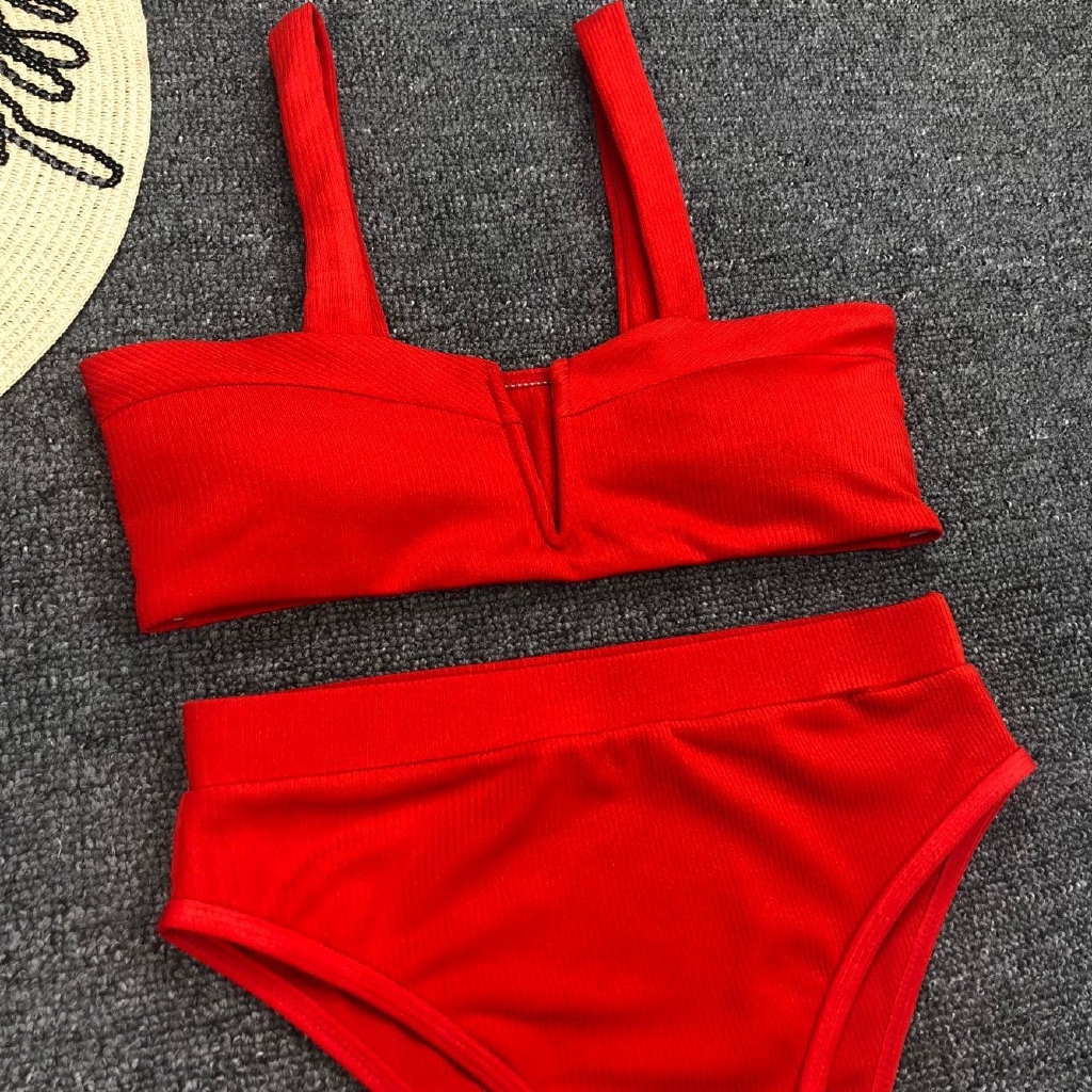 Bộ đồ bơi hai mảnh có đệm nâng ngực màu kẹo chất lượng polyester dành cho bạn nữ | BigBuy360 - bigbuy360.vn