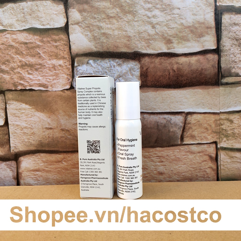 Xịt Keo Ong Vitatree Super Propolis Spray Complex with Honey 30ml Giảm Đau Họng Của Úc hong1008