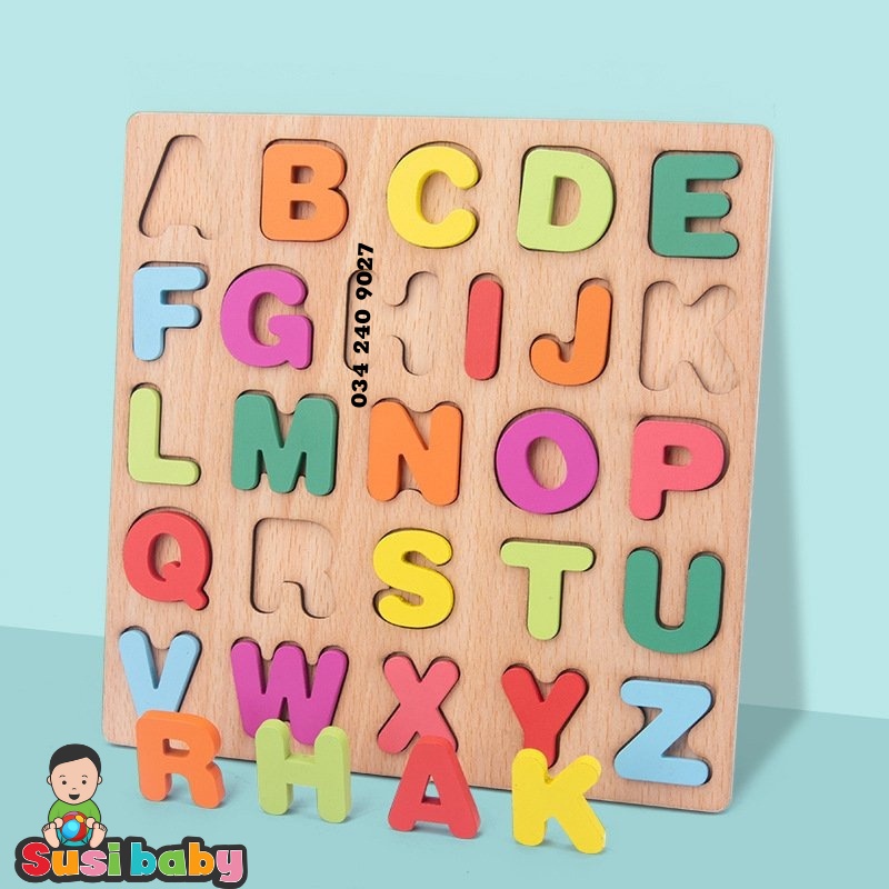 Bảng chữ cái tiếng việt, bảng chữ cái gỗ nổi chữ và số cho bé, giúp bé phát triển tư duy