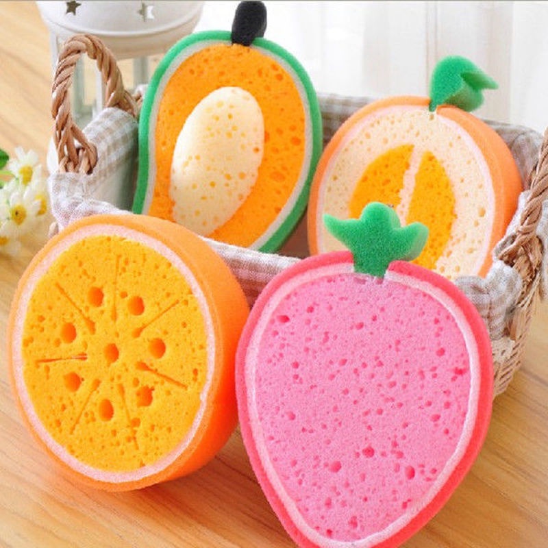 1 Bọt Biển Dày Rửa Chén Hình Trái Cây Đa Năng Khử Trùng Mạnh Cho Nhà Bếp