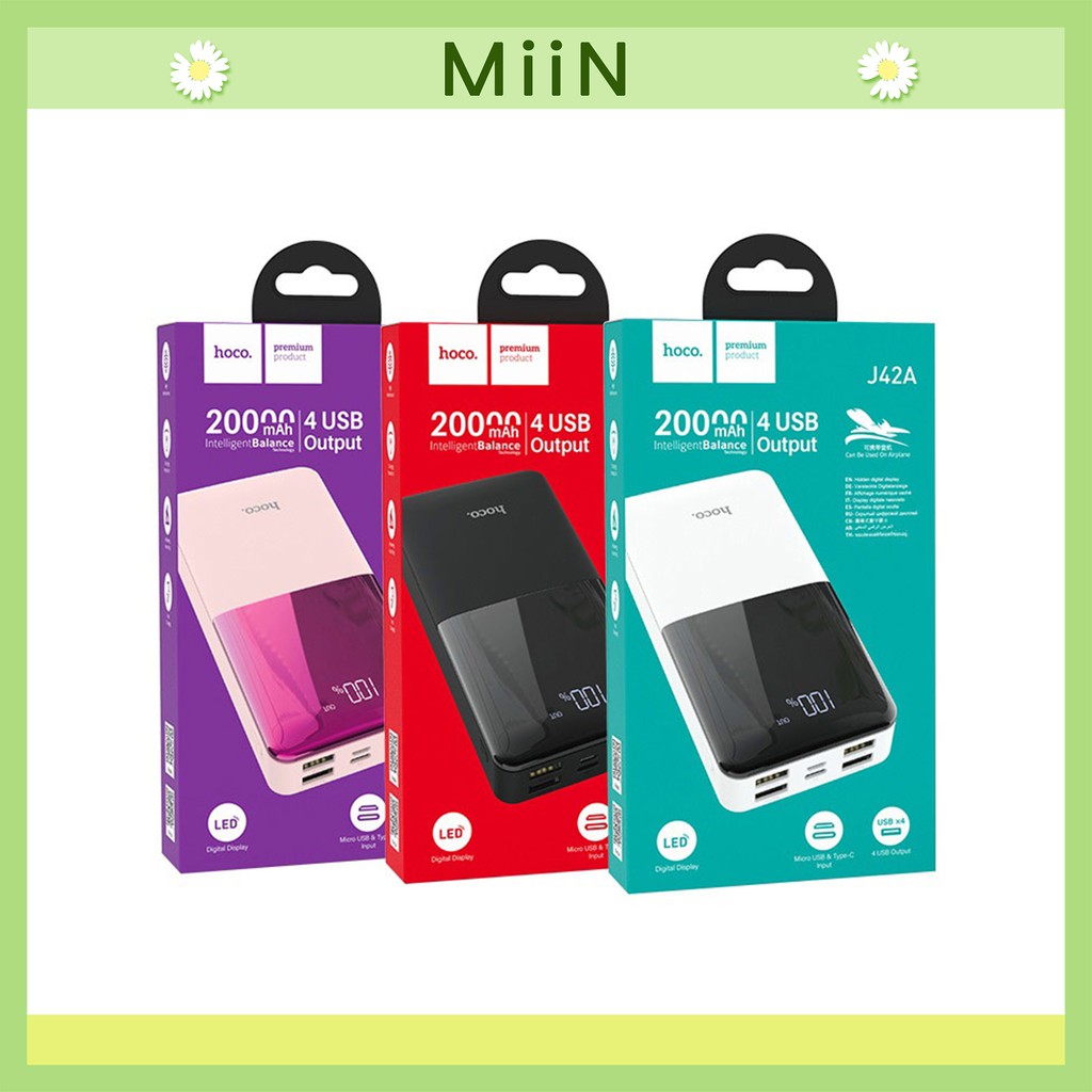 Sạc pin dự phòng Hoco J42A 20000mAh Chính Hãng - Ốp lưng iphone - Miin Shop